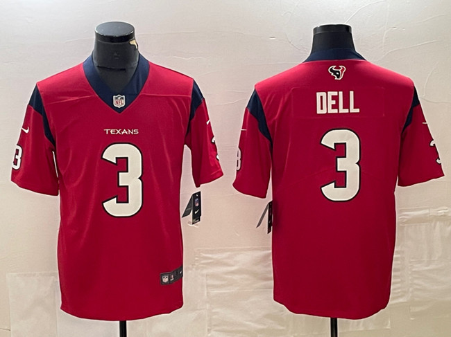 Men's Houston Texans #3 Tank Dell Red Vapor Untouchable Football Stitched Jersey - Click Image to Close